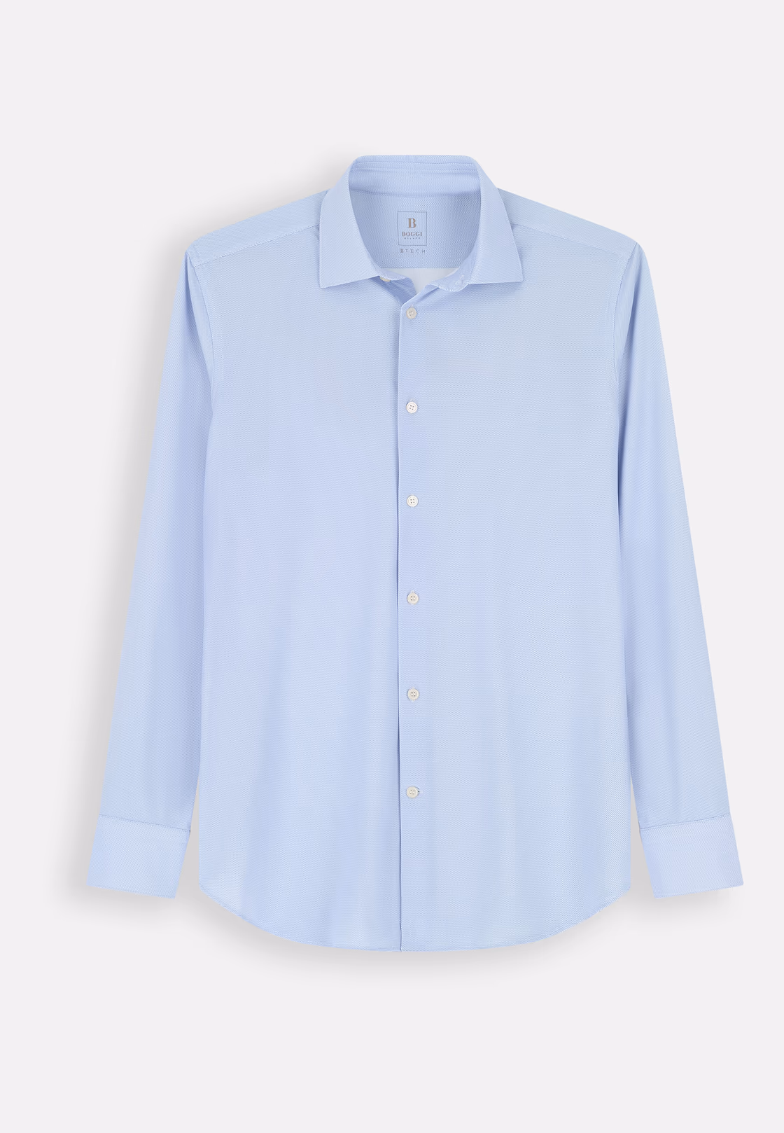 Boggi Milano B-Tech micro patterned stretch nylon shirt, light blue